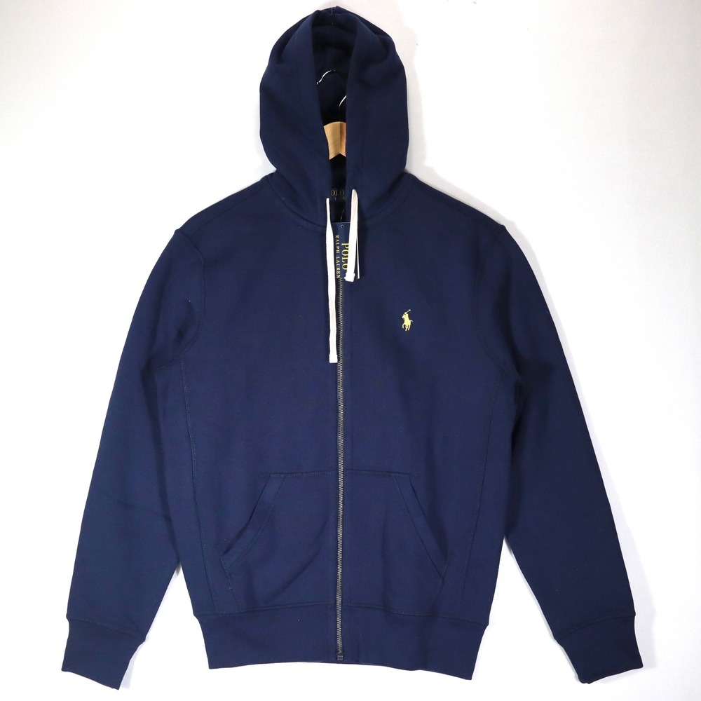 Polo Ralph Lauren Zip Hoodie Mens Small Navy Blue Fleece Pony Logo NWT Jacket